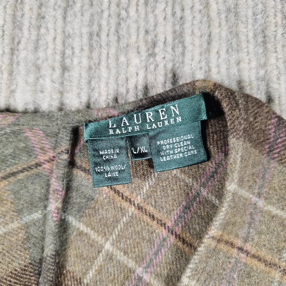Lauren Ralph Lauren 100% Wool Poncho L/XL Tartan Plaid Cape Beautiful Old Money - Picture 2 of 10